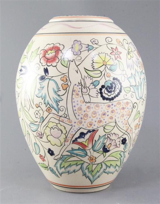 A Poole pottery ovoid Persian Deer pattern vase, c.2010, 28cm